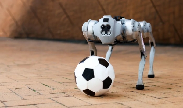 Робопес DribbleBot научился водить мяч, как настоящий футболист