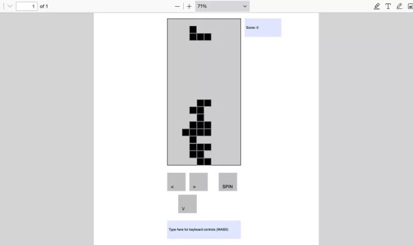 Игру Тетрис упаковали в 60-килобайтный PDF-файл для запуска в любом браузере