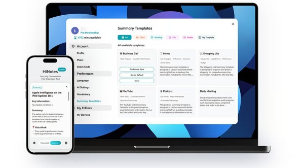 Первый в мире ИИ-диктофон HiDock P1 записывает звук с беспроводных наушников