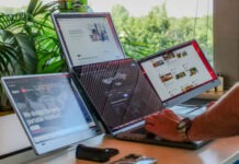 Складной мульти-монитор Aura Displays подарит ноутбуку три дополнительных экрана