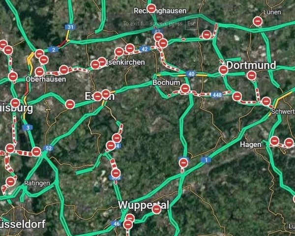 Ошибка Google Maps парализовала немецкие автобаны