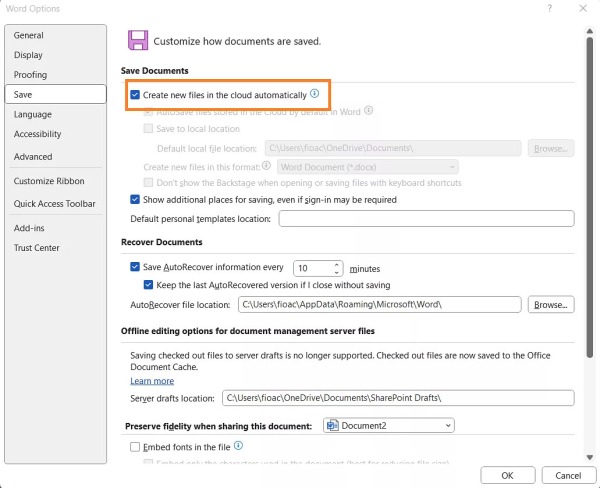 Как отучить Microsoft Word по умолчанию сохранять файлы в облако