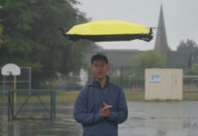 Летающий зонт из Китая самостоятельно следует за своим владельцем