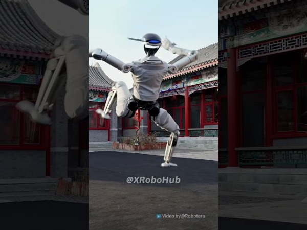 Китайского робота Robotera L7 обучили искусству владения мечом