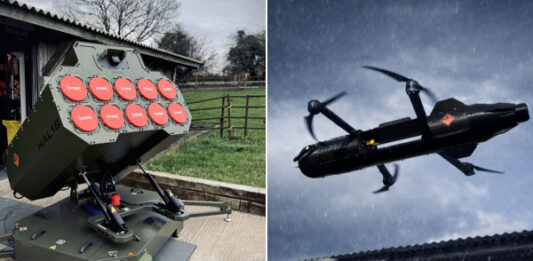 Британская залповая установка HAL10 способна мгновенно запустить до 10 дронов